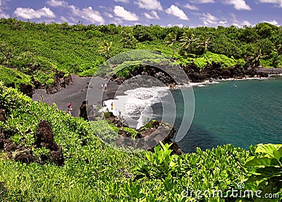 Maui Black Sand Beach Stock Photo