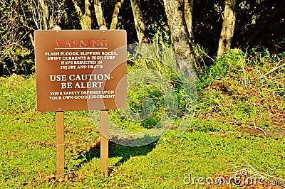 Maui haleakala state park caution signs Editorial Stock Photo