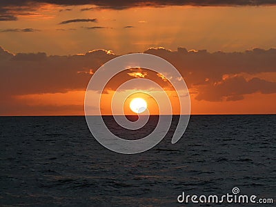 Maui sunset from Kihei beach Stock Photo