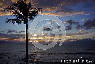 Maui Sunset Sky with Underlit Clouds Stock Photo