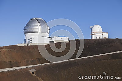 Mauna Kea Gemini North Telescope and University of Hawaii 2.2m Telescope Stock Photo