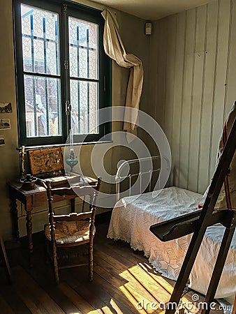 Maurice Utrillo`s bedroom in Musee Montmartre in Paris, France Editorial Stock Photo