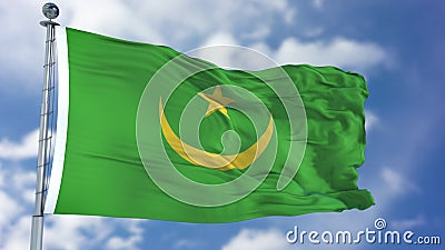 Mauritania Flag in a Blue Sky Stock Photo