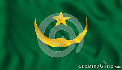 Mauritania flag waving symbol country Africa Stock Photo