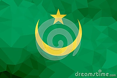 Mauritania polygonal flag. Mosaic modern background. Geometric design Stock Photo