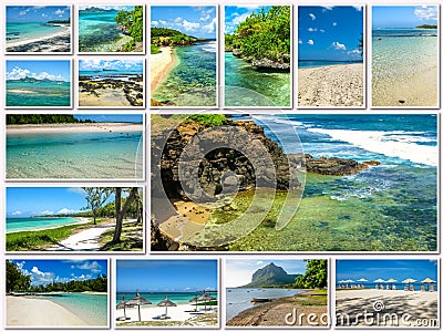 Mauritius aerial view collage Stock Photo