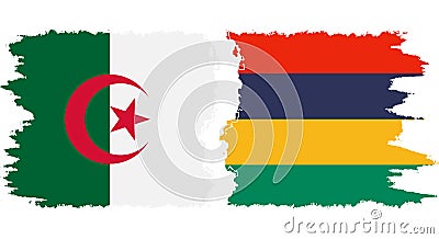 Mauritius and Algeria grunge flags connection vector Vector Illustration