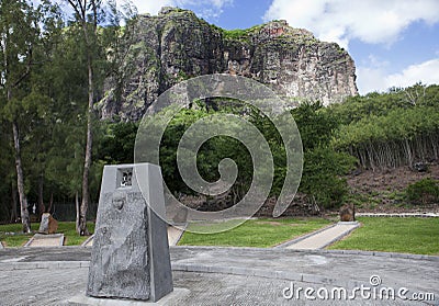 MAURITIUS - APRIL 28, 2012: International Slave Route Monument At the foot of the Le Morne Brabant Mountain, Mauritius Editorial Stock Photo