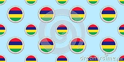 Mauritius round flag seamless pattern. Mauritian background. Vector circle icons. Isolated geometric symbols. repeated Vector Illustration