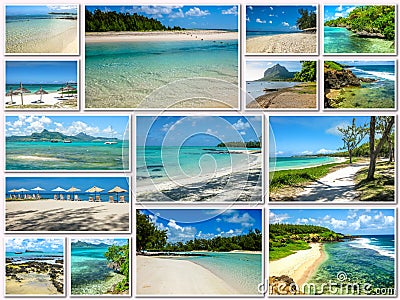 Mauritius tropical beaches collage Stock Photo