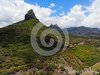 Mauritius Volcanic Landscape Mountains Stock Photo