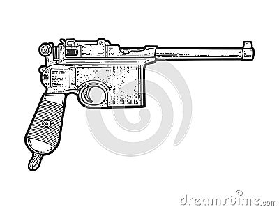 Mauser pistol sketch vector illustration Vector Illustration