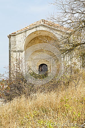 Mausoleum Dzhanike-Khanym in chuft-kale, Crimea Stock Photo
