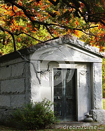 Mausoleum in Fall Stock Photo