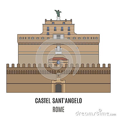 Mausoleum of Hadrian, Castel SantAngelo Vector Illustration