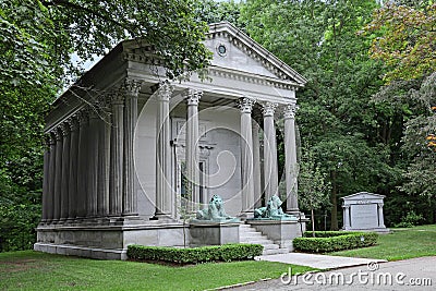 mausoleum of a wealthy family, guarded by lions Editorial Stock Photo