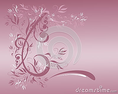 Mauve Floral Cartoon Illustration