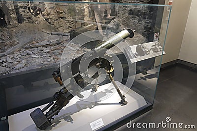 Maxim gun in exhibition hall of Museum of the War of Peoples Resistance Against Japanese Aggression, adobe rgb Editorial Stock Photo