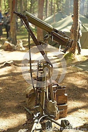 Maxim machine gun on a special stand for firing at aircraft Stock Photo