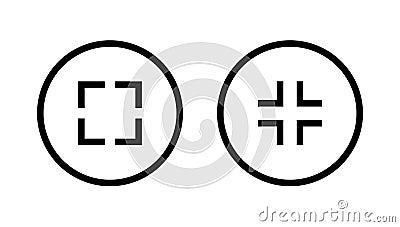 Maximize and minimize screen icon vector in circle line button Vector Illustration