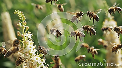 Maximizing Pollination in Fruit Orchards Stock Photo