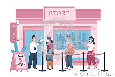Maximum five peoples allowed in the shop lift or store at one time signage, Vector Illustration