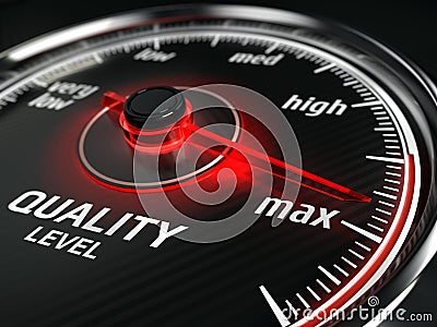 Maximum Quality concept - quality level meter Stock Photo