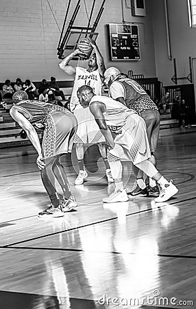 Maxwell Air Force Base Gunter Annex Basketball Team Action Shots in Black and White Editorial Stock Photo