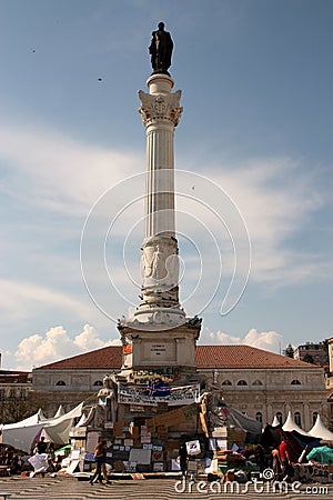 May 2011 - Lisbon, Rossio camp Editorial Stock Photo