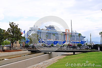 May 31 2023 - Ajaccio, Corsica, France: the Cruise ship Celebrity Edge in the port of Ajaccio Editorial Stock Photo