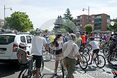 MAY 28, 2017, ALCOBENDAS, SPAIN: traditional Bicycle parade. b Editorial Stock Photo