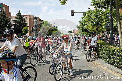 MAY 28, 2017, ALCOBENDAS, SPAIN: traditional Bicycle parade. Editorial Stock Photo