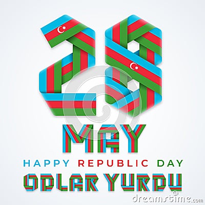 28 May, Azerbaijan Republic Day congratulatory design with Azerbaijani flag colors. Vector illustration Vector Illustration