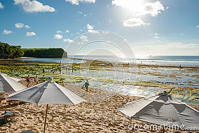 People enjoying activities at the beach on a beautiful day in Bali Editorial Stock Photo