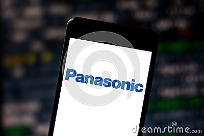 May 29, 2019, Brazil. In this photo illustration the Panasonic Corporation logo is displayed on a smartphone Cartoon Illustration