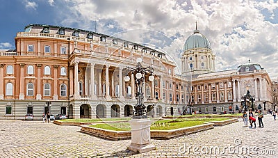 Panorama of courtyard of the Royal Palace Budavar in Budapest Editorial Stock Photo
