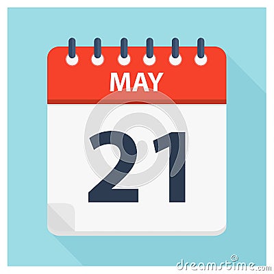 May 21 - Calendar Icon - Calendar design template Cartoon Illustration