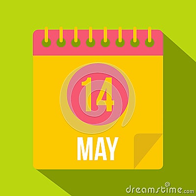 May 14 Calendar icon, flat style Vector Illustration