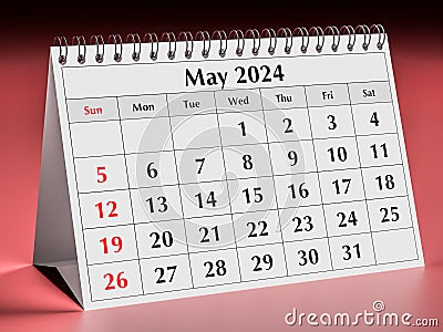 May 2024 calendar. One page of annual business desk monthly calendar Stock Photo