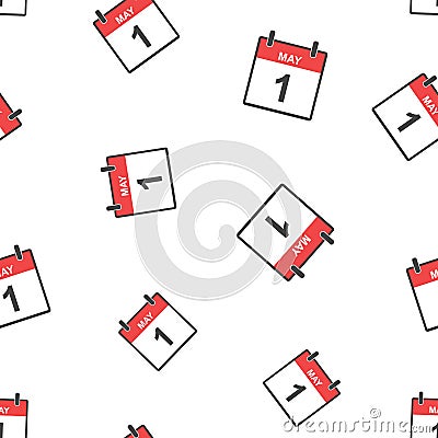 May 1 calendar page seamless pattern background. Business flat v Vector Illustration