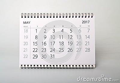 May. Calendar of the year two thousand seventeen. Stock Photo