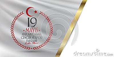 May 19 Commemoration of Ataturk, Youth and Sports Day. Billboard, Poster, Social Media, Greeting Card template. Turkish: 19 Mayis Vector Illustration