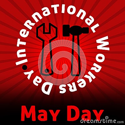 May Day Red Black Burst Stock Photo