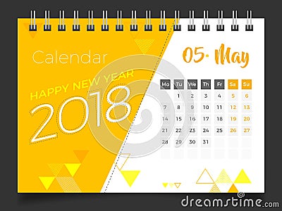 May 2018. Desk Calendar 2018 Vector Illustration