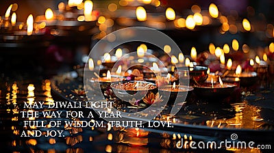 May Diwali light the way for a year full of wisdom, truth, love, and joy. Greeting indian holdiday card Stock Photo