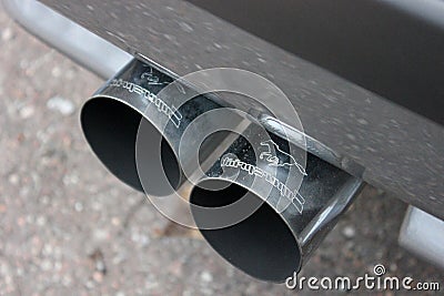 Zhitomir, Ukraine - May 13, 2017: Exhaust pipes SuperSprint close-up Editorial Stock Photo