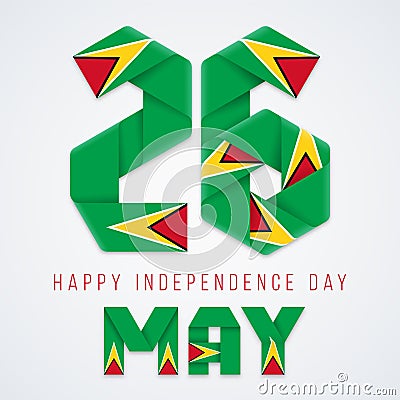 May 26, Independence Day of Guyana congratulatory design with Guyanese flag elements. Vector illustration Vector Illustration