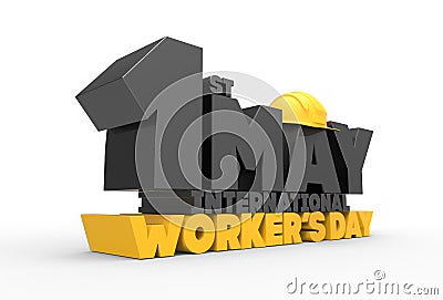 1 May Labor day. International worker`s day. 3D illustrating. Stock Photo