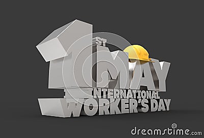 1 May Labor day. International worker`s day. 3D illustrating. Stock Photo