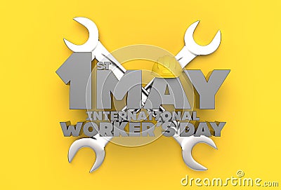 1 May Labor day. International worker`s day. 3D illustrating. Stock Photo